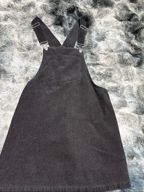 Forever 21 Black Corduroy Overall Dress with Strap Detail